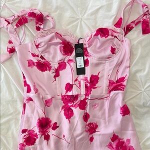 Fashion Nova -Pink Floral Dress with Straps